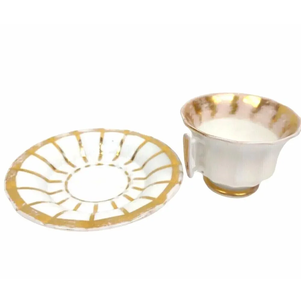 Furstenberg Grecque Athena China Coffee Cup Saucer Gold Germany 1900's